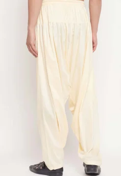 Solid Color Viscose Dhoti Pant in Light Beige