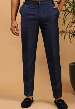 Solid Color Viscose Pant in Navy Blue