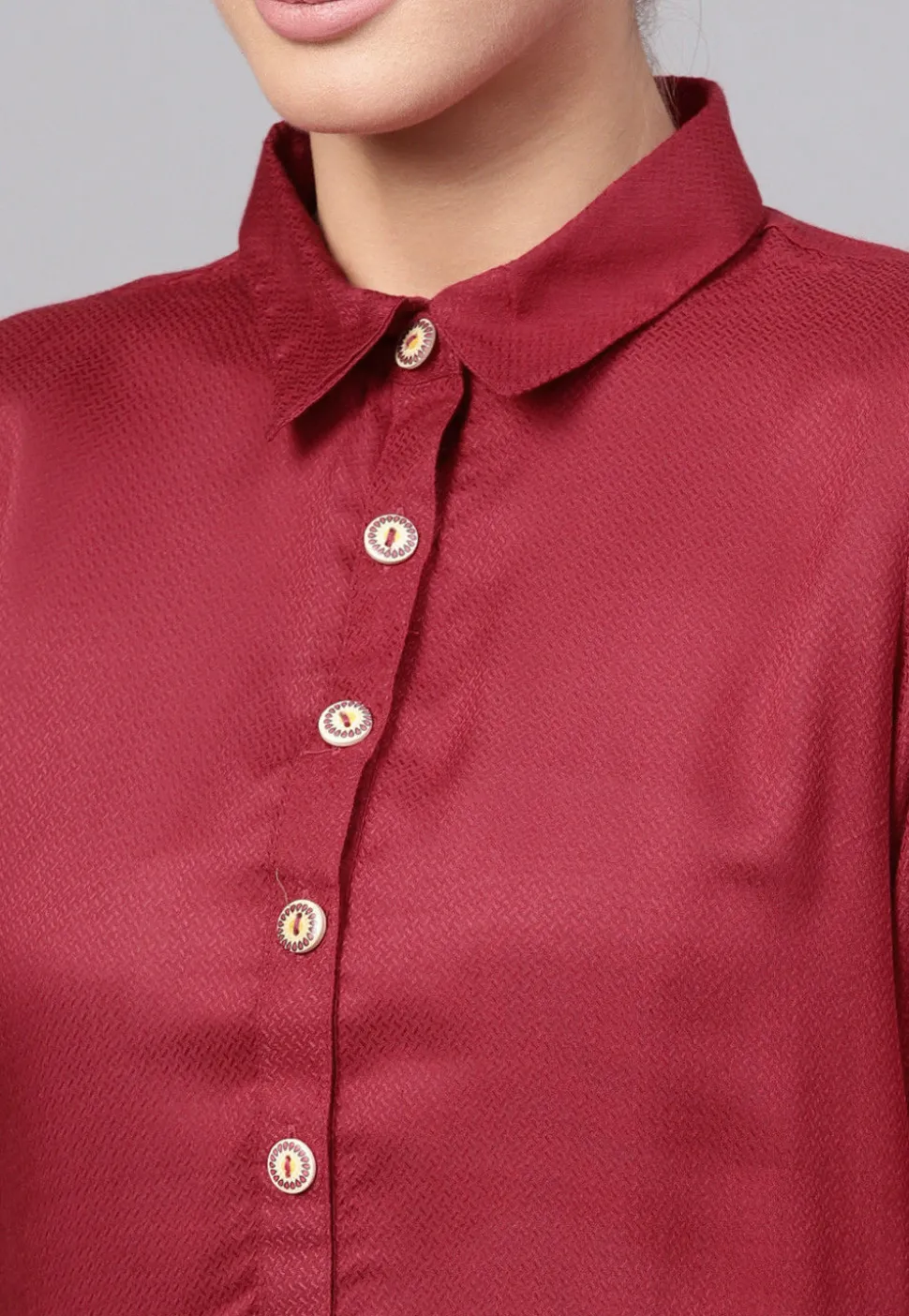 Solid Color Viscose Rayon Straight Kurta in Maroon