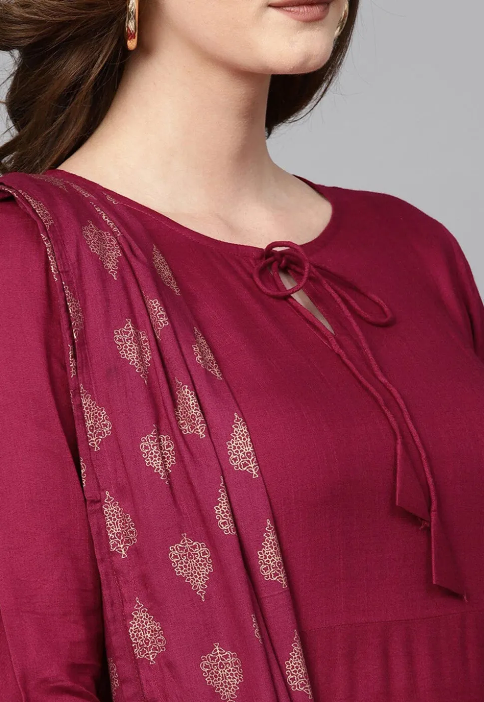 Solid Color Viscose Rayon Pakistani Suit in Magenta