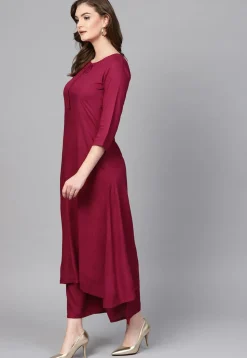 Solid Color Viscose Rayon Pakistani Suit in Magenta
