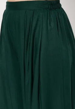 Solid Color Viscose Rayon Salwar in Dark Green