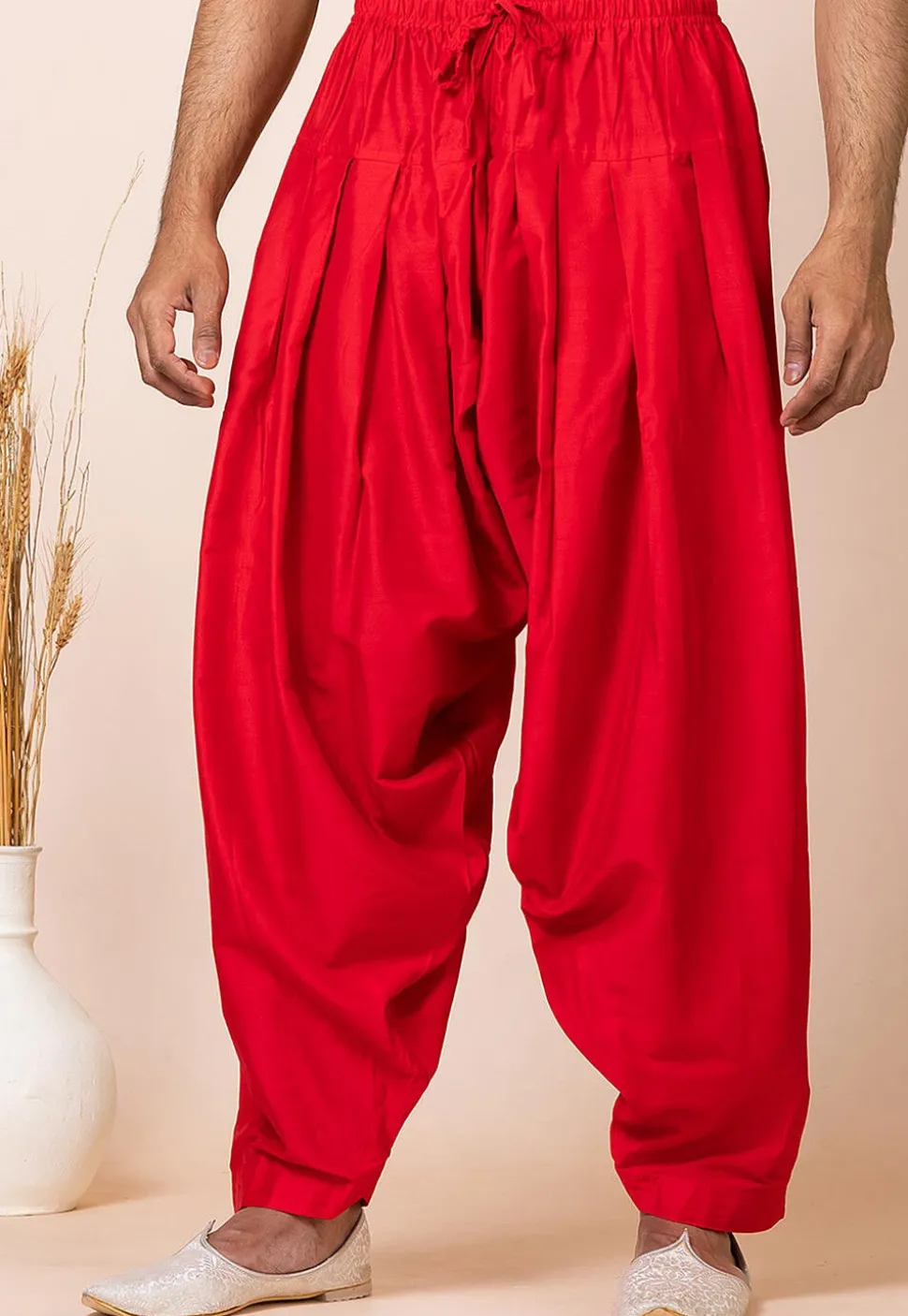 Solid Color Viscose Rayon Paithani Suit in Red