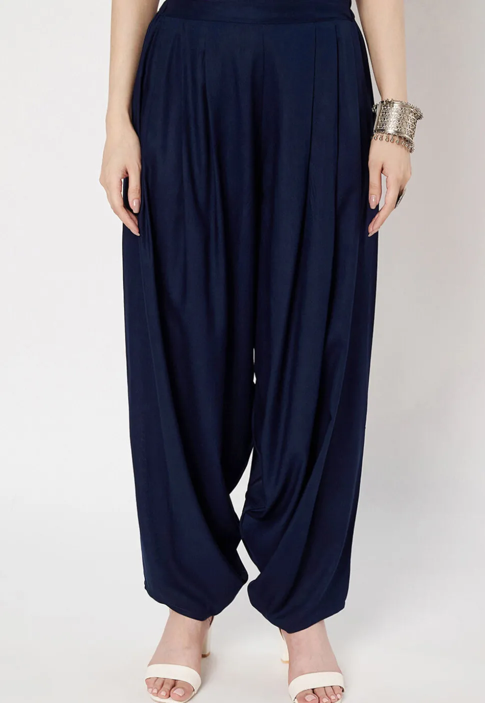 Solid Color Viscose Rayon Salwar in Navy Blue