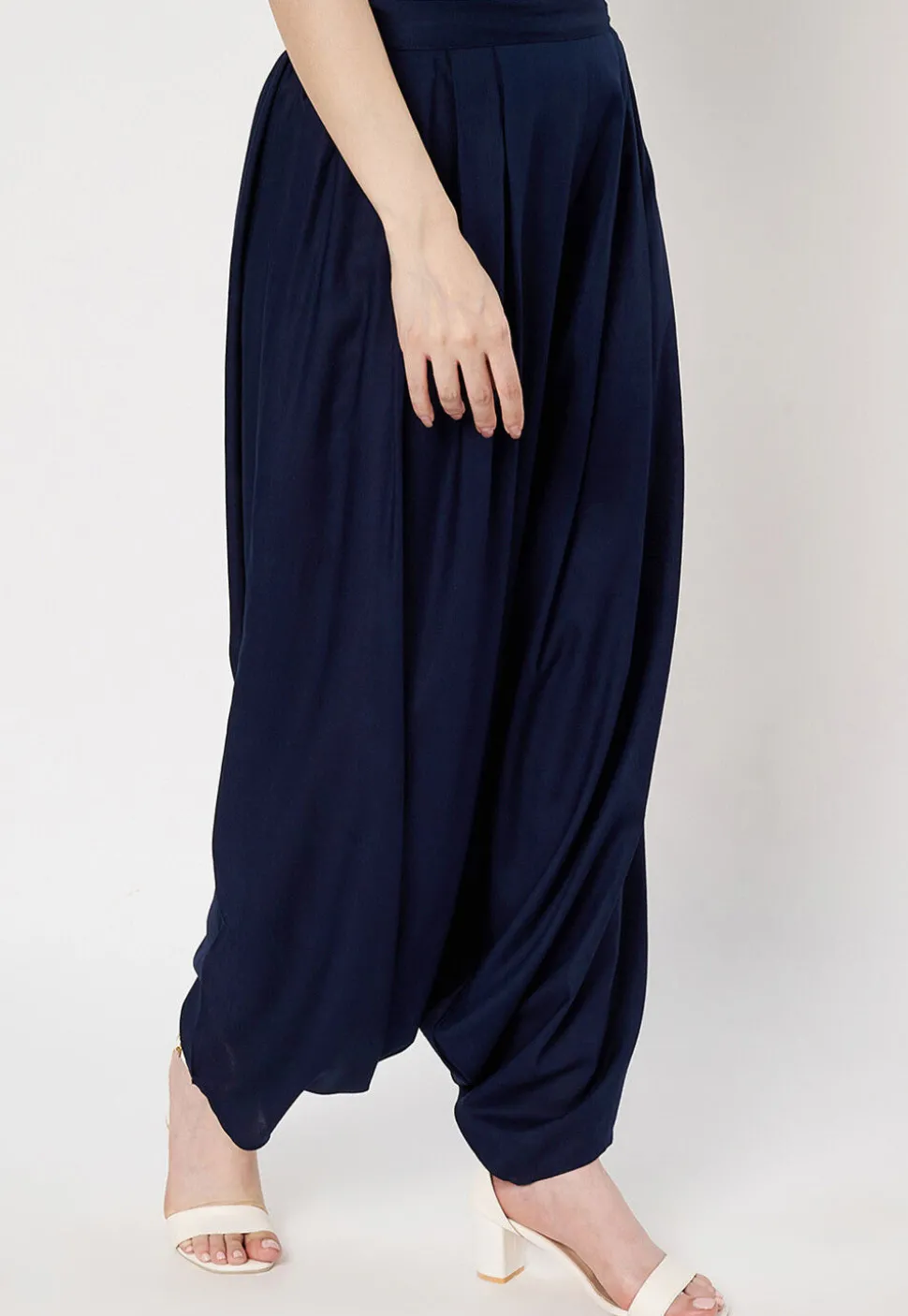 Solid Color Viscose Rayon Salwar in Navy Blue