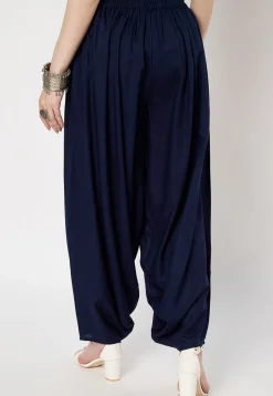 Solid Color Viscose Rayon Salwar in Navy Blue