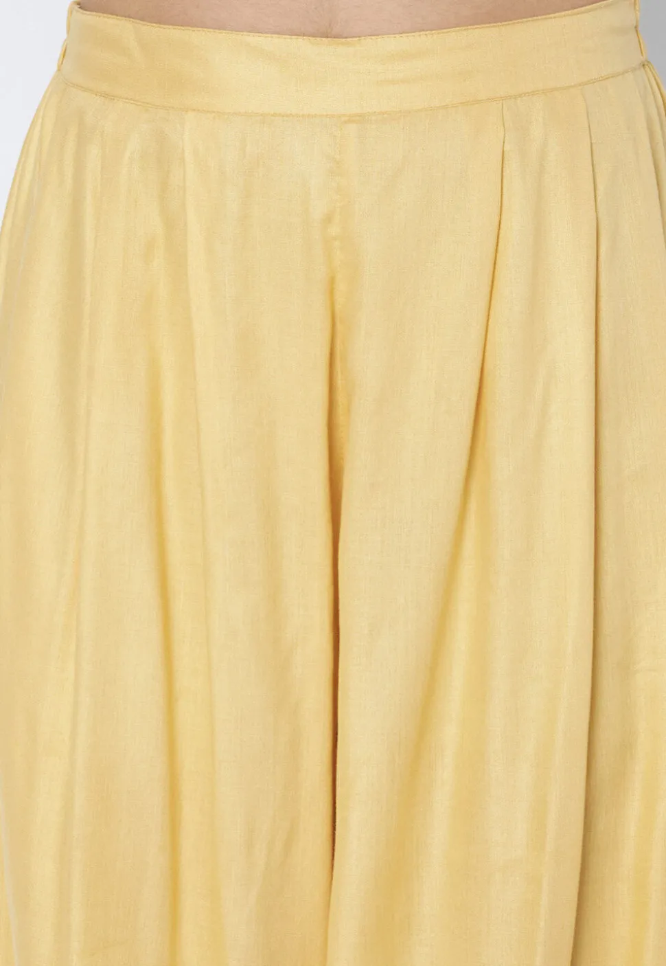 Solid Color Viscose Rayon Cowl Patiala in Yellow