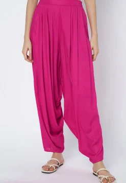 Solid Color Viscose Rayon Cowl Patiala in Pink
