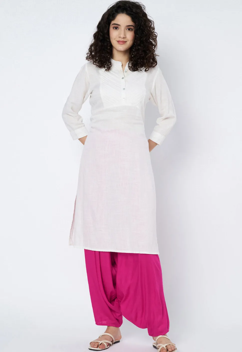 Solid Color Viscose Rayon Cowl Patiala in Pink