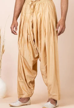 Solid Color Viscose Rayon Paithani Suit in Beige