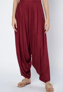 Solid Color Viscose Rayon Cowl Patiala in Maroon