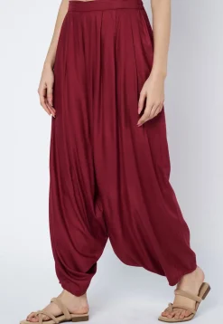 Solid Color Viscose Rayon Cowl Patiala in Maroon