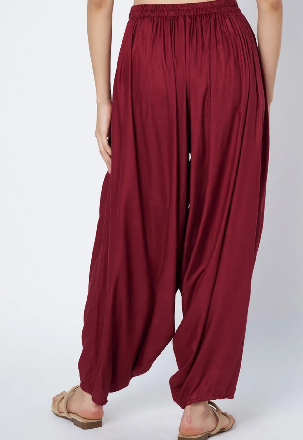 Solid Color Viscose Rayon Cowl Patiala in Maroon
