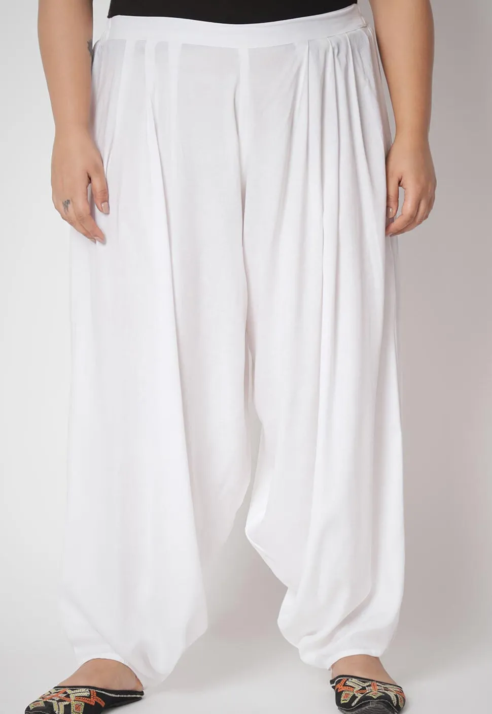 Solid Color Viscose Salwar in White