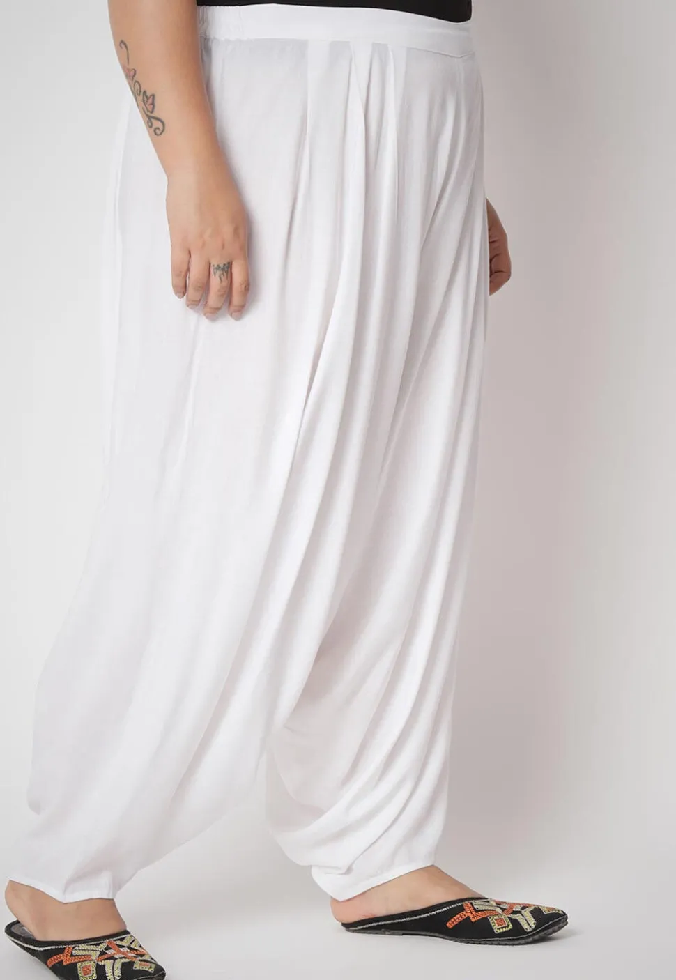 Solid Color Viscose Salwar in White