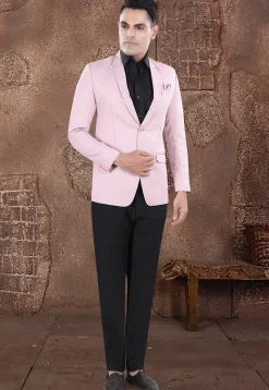 Solid Color Viscose Silk Blazer in Pink