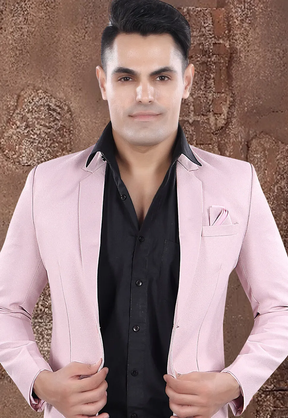 Solid Color Viscose Silk Blazer in Pink