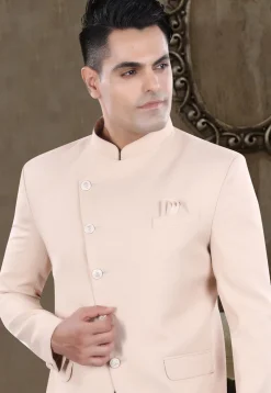 Solid Color Viscose Silk Jodhpuri Suit in Peach