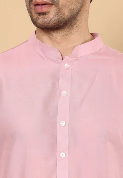 Solid Color Viscose Silk Kurta in Pink