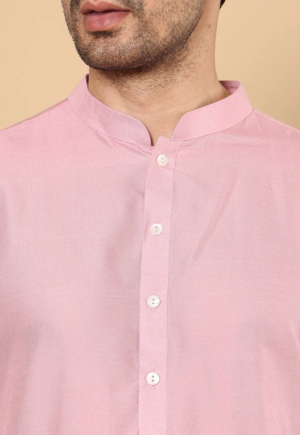 Solid Color Viscose Silk Kurta in Pink