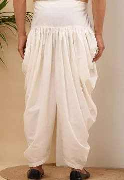 Solid Color Viscose Silk Dhoti in White