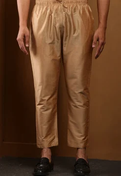 Solid Color Viscose Silk Pajama in Beige