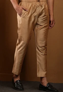 Solid Color Viscose Silk Pajama in Beige