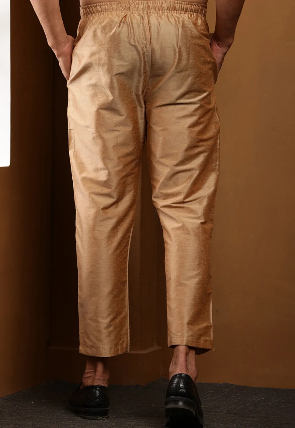 Solid Color Viscose Silk Pajama in Beige