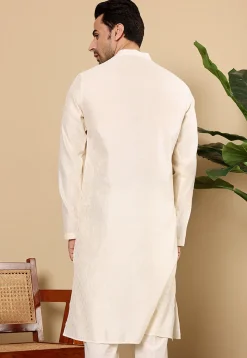 Solid Color Viscose Silk Kurta in Off White