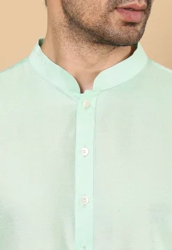 Solid Color Viscose Silk Kurta in Sea Green