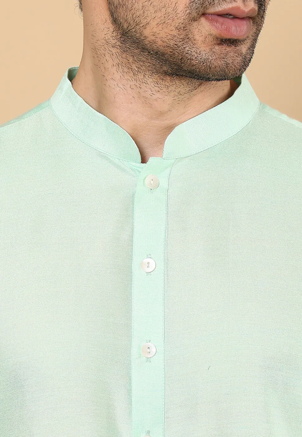 Solid Color Viscose Silk Kurta in Sea Green