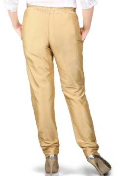 Solid Cotton Silk Pant in Beige