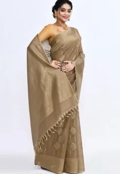 South Indian Sico Saree in Fawn