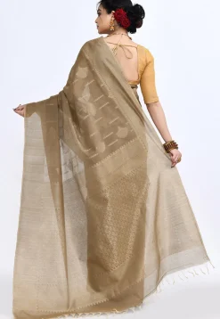 South Indian Sico Saree in Fawn