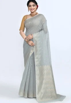 South Indian Sico Saree in Grey