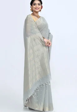 South Indian Sico Saree in Grey