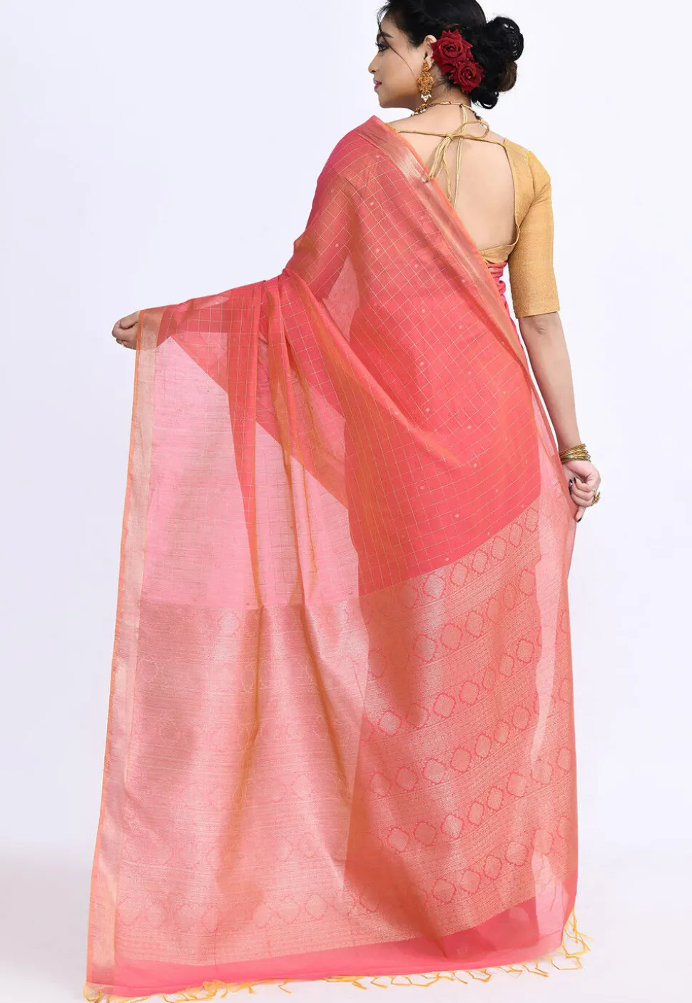 South Indian Sico Saree in Pink