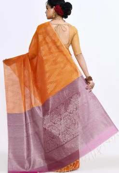 South Indian Sico Saree in Orange