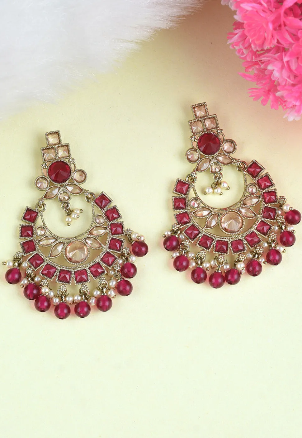 Stone Studded Chandbali Earrings