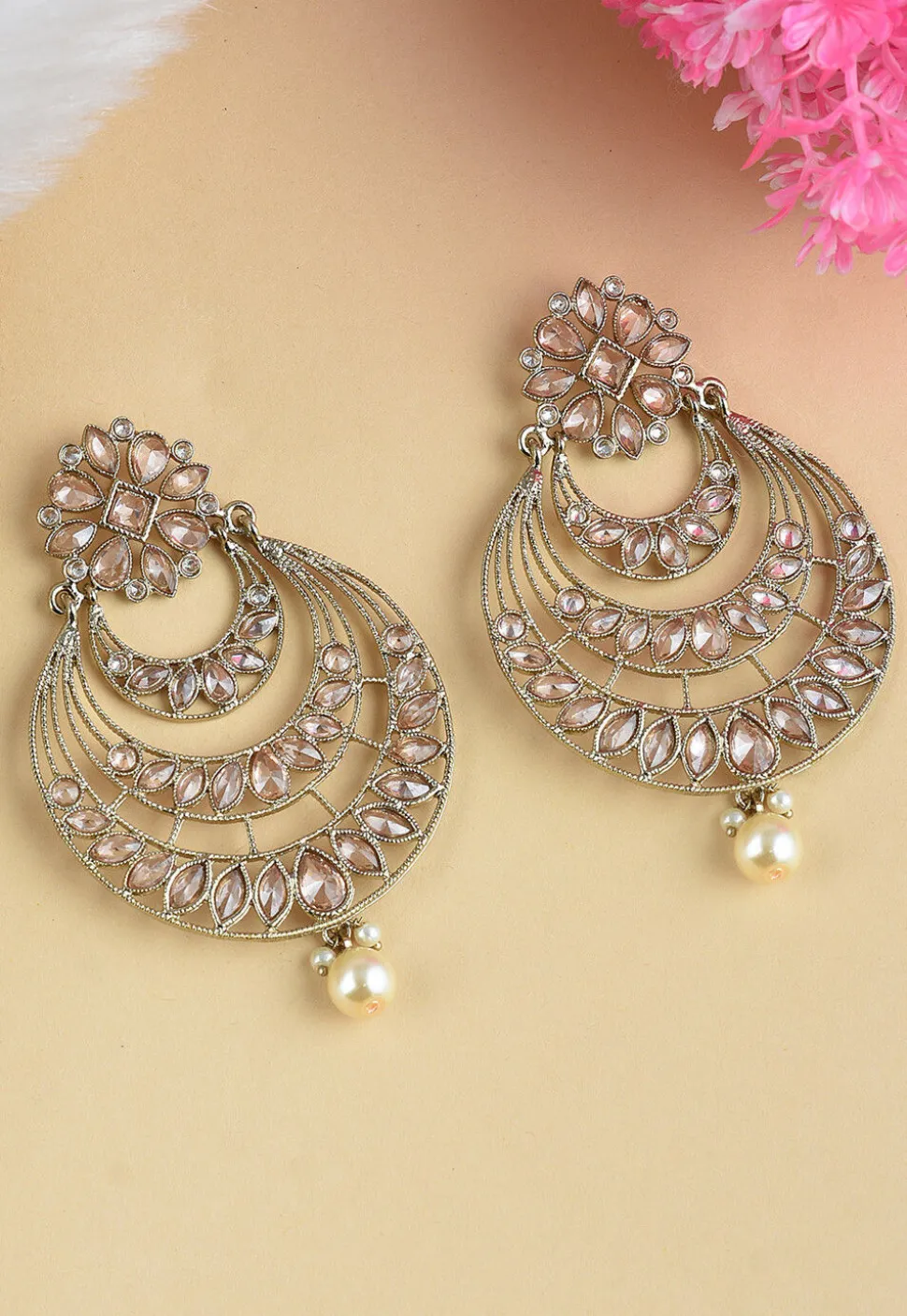 Stone Studded Chandbali Earrings