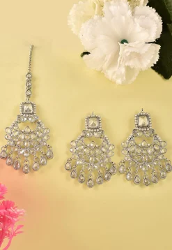 Stone Studded Chandbali Earrings Set