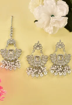 Stone Studded Chandbali Earrings Set