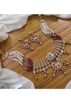Stone Studded Choker Necklace Set