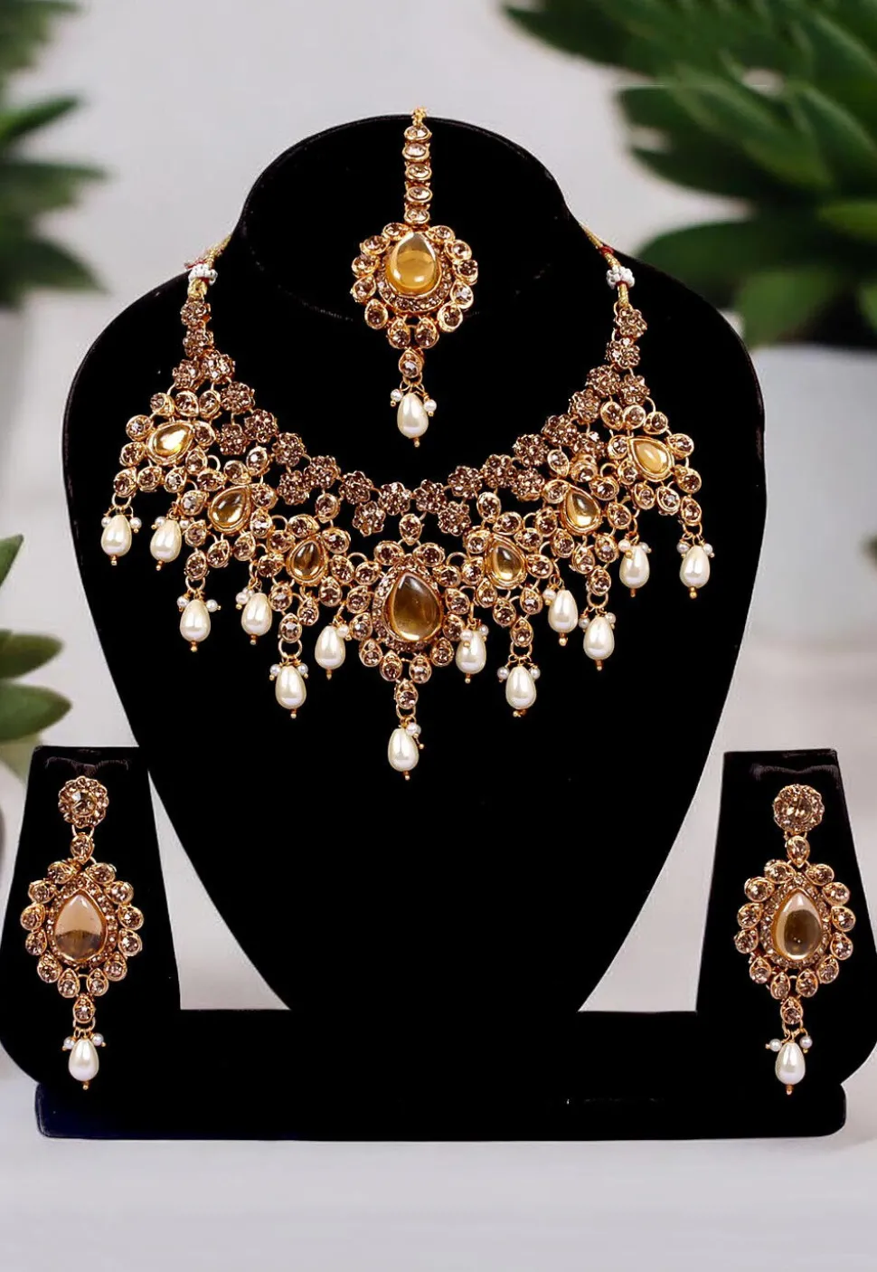 Stone Studded Choker Necklace Set