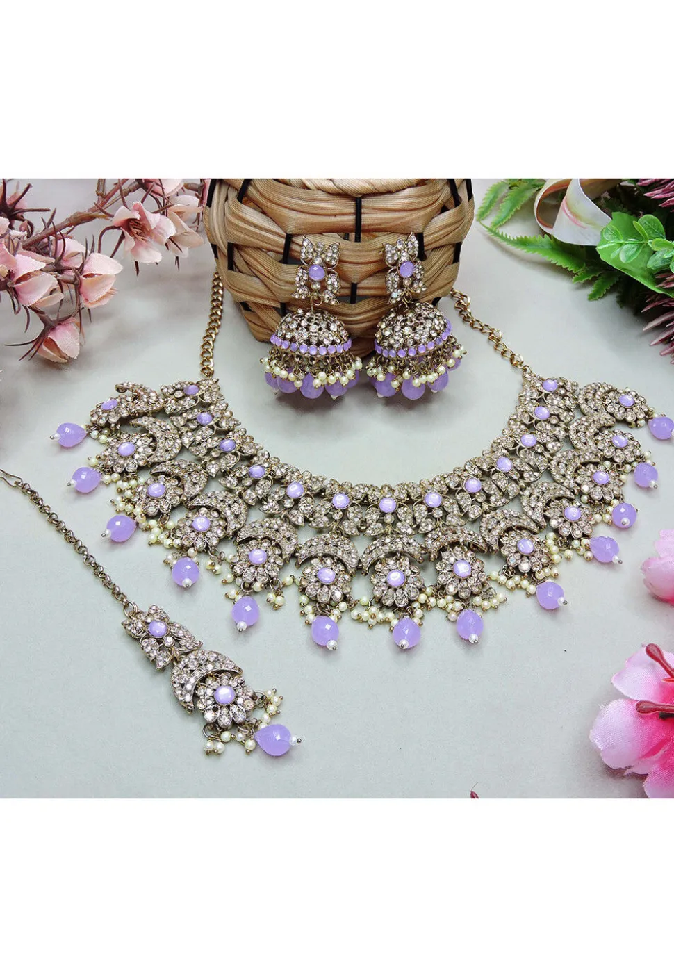 Stone Studded Choker Necklace Set