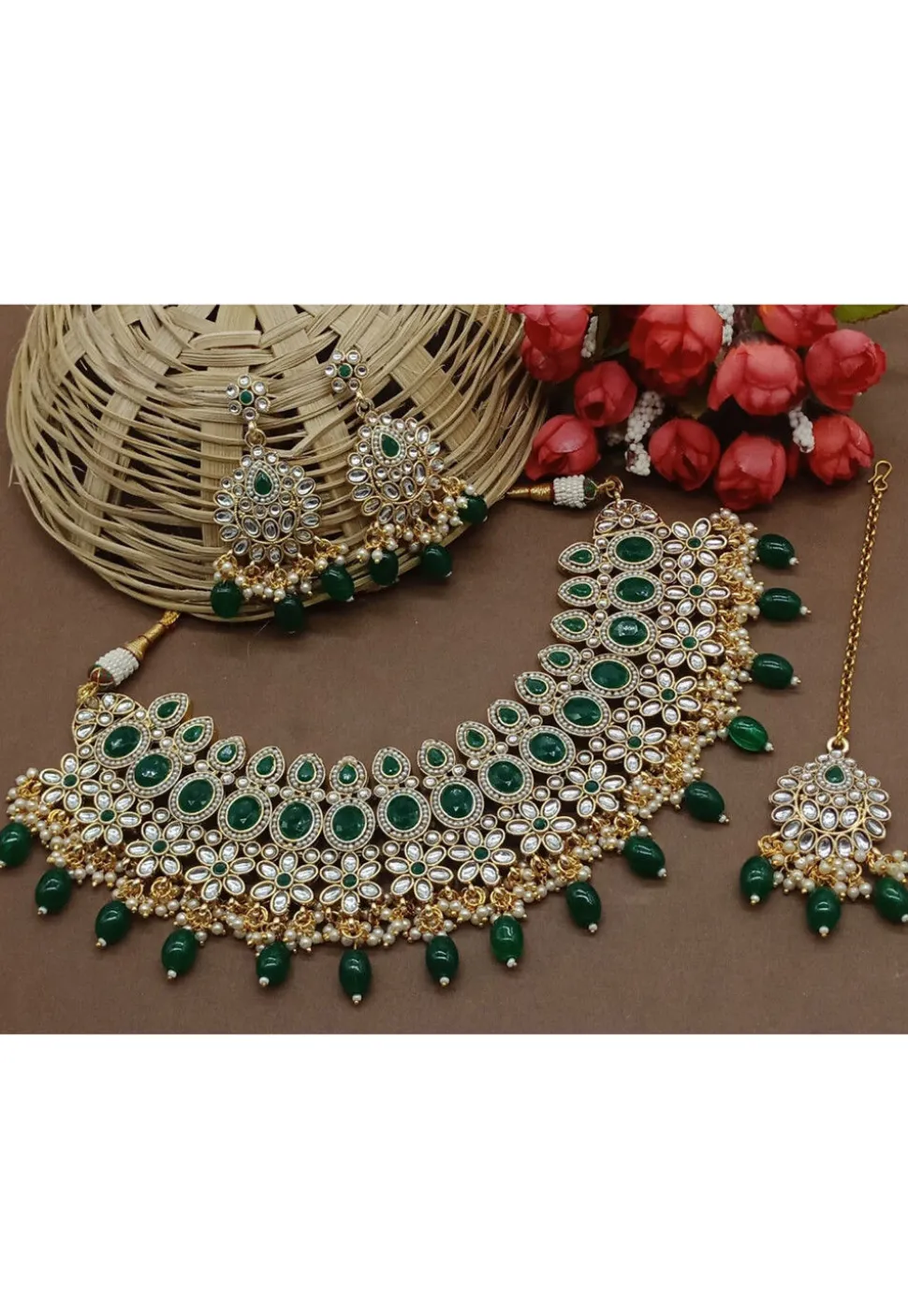 Stone Studded Choker Necklace Set