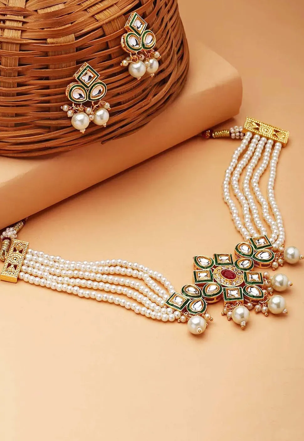 Stone Studded Choker Necklace Set