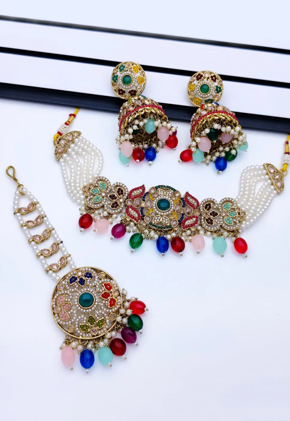 Stone Studded Choker Necklace Set