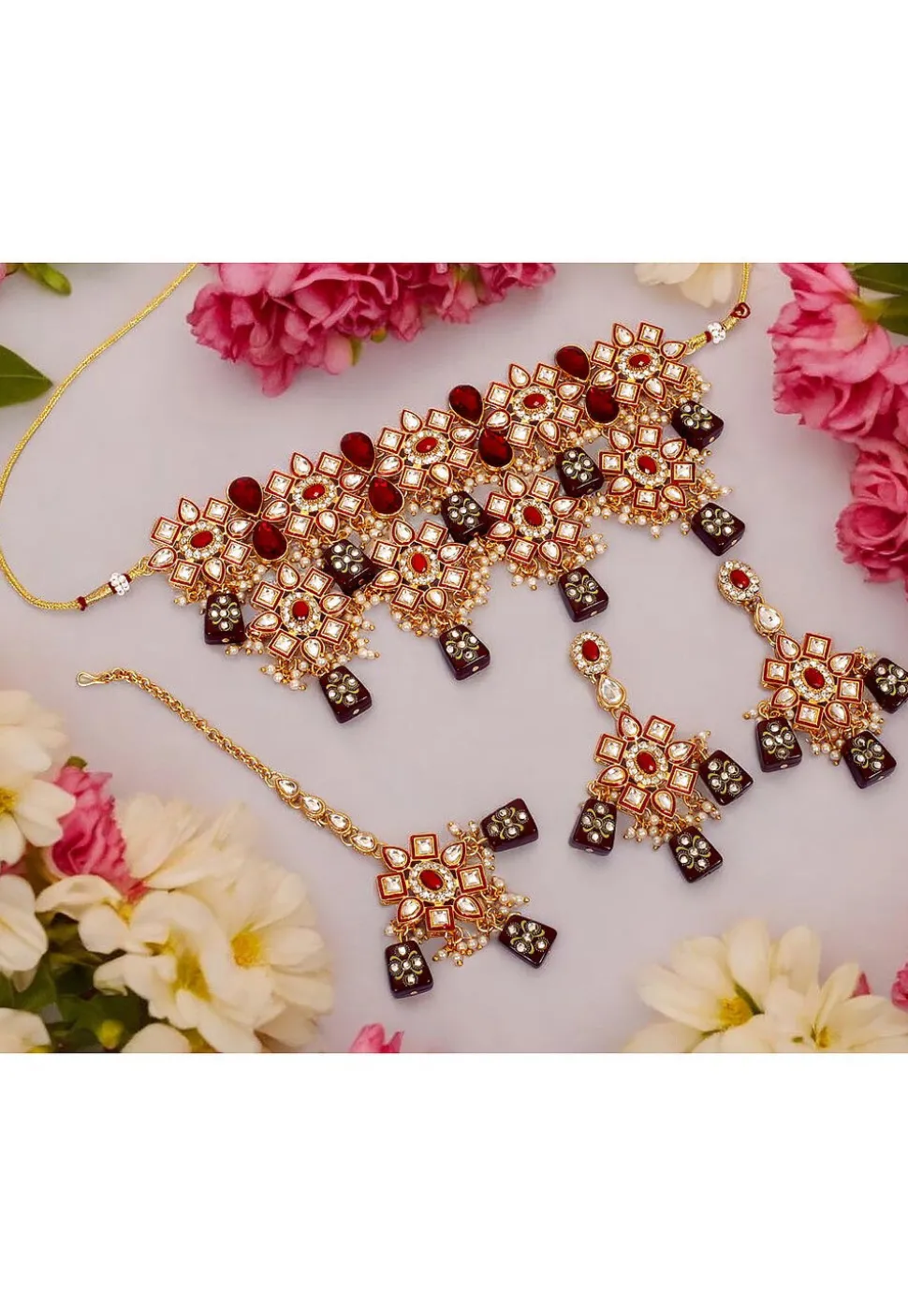 Stone Studded Choker Necklace Set
