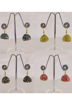 Stone Studded Combo Jhumka Style Earrings